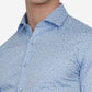 Blue & White Printed Slim Fit Formal Shirt | Greenfibre