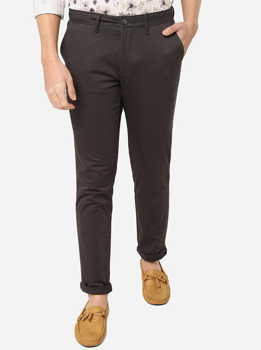 Dark Grey Solid Neo Fit Casual Trouser | Greenfibre