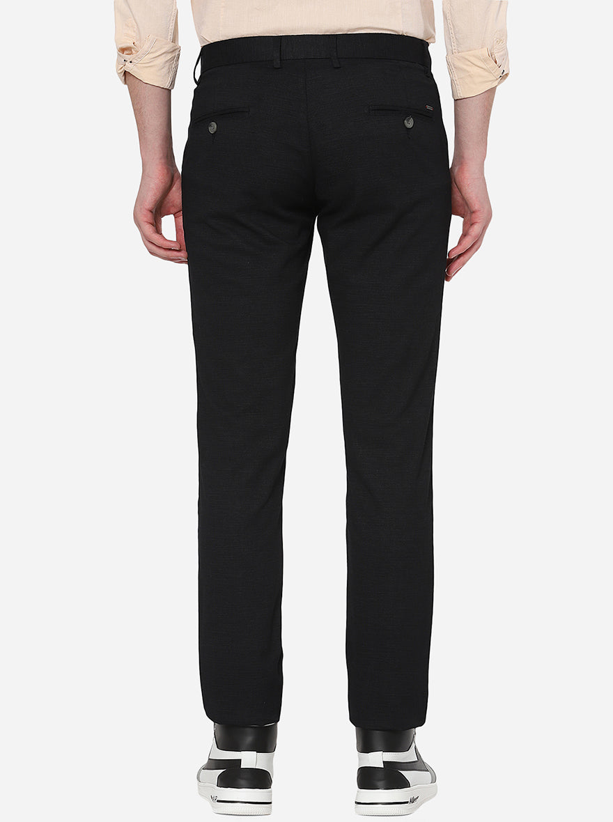 Black Solid Super Slim Fit Casual Trouser | Greenfibre