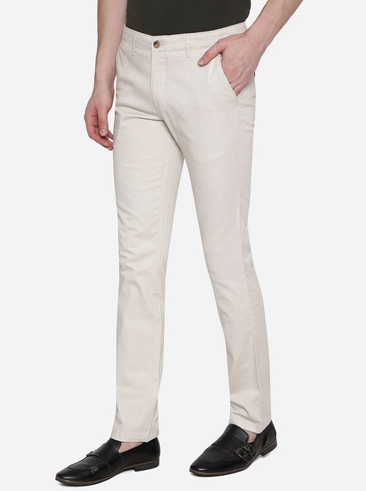 Fawn Solid Super Slim Fit Casual Trouser | Greenfibre