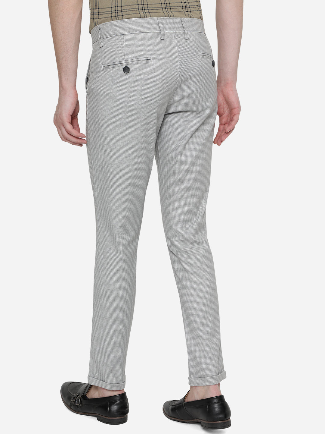 Light Grey Solid Neo Fit Casual Trouser | Greenfibre