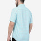 Aqua Blue Checked Smart Fit Semi Casual Shirt | Greenfibre