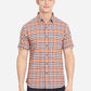 Orange Checked Slim Fit Casual Shirt | Greenfibre