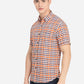 Orange Checked Slim Fit Casual Shirt | Greenfibre