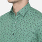Pine Green Printed Slim Fit Casual Shirt | Greenfibre