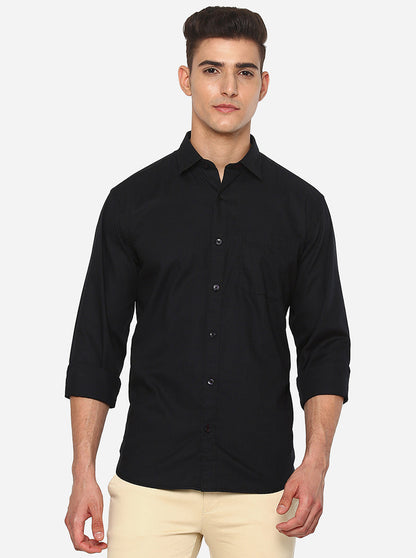 Black Solid Classic Fit Casual Shirt | Greenfibre