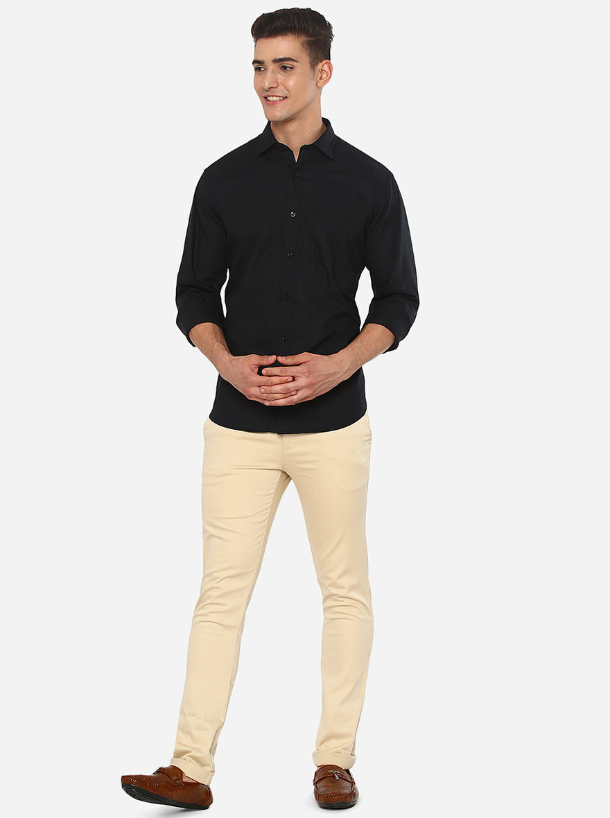 Black Solid Classic Fit Casual Shirt | Greenfibre