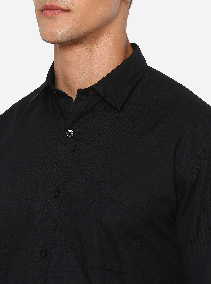 Black Solid Classic Fit Casual Shirt | Greenfibre