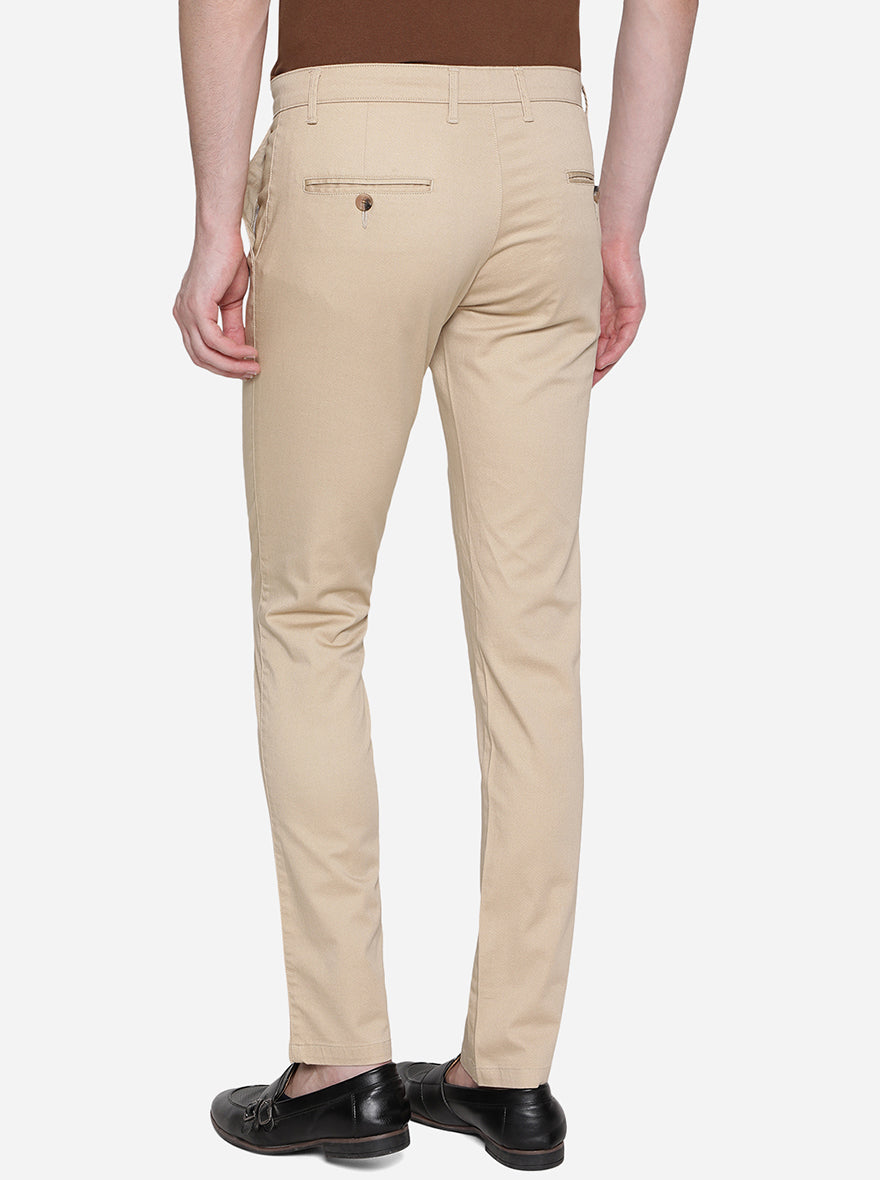 Khaki Solid Super Slim Fit Casual Trouser | Greenfibre