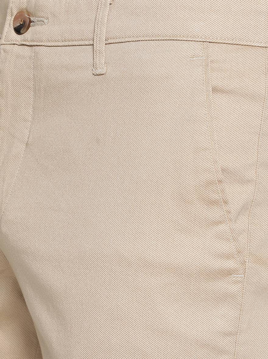 Khaki Solid Super Slim Fit Casual Trouser | Greenfibre