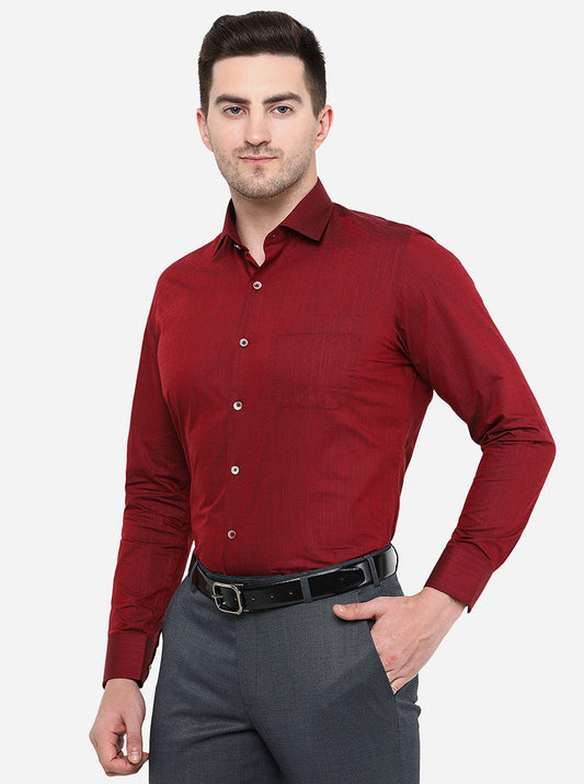 Maroon Printed Slim Fit Formal Shirt | Greenfibre