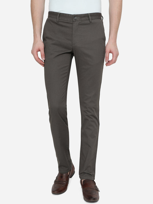 Olive Green Solid Super Slim Fit Casual Trouser | Greenfibre