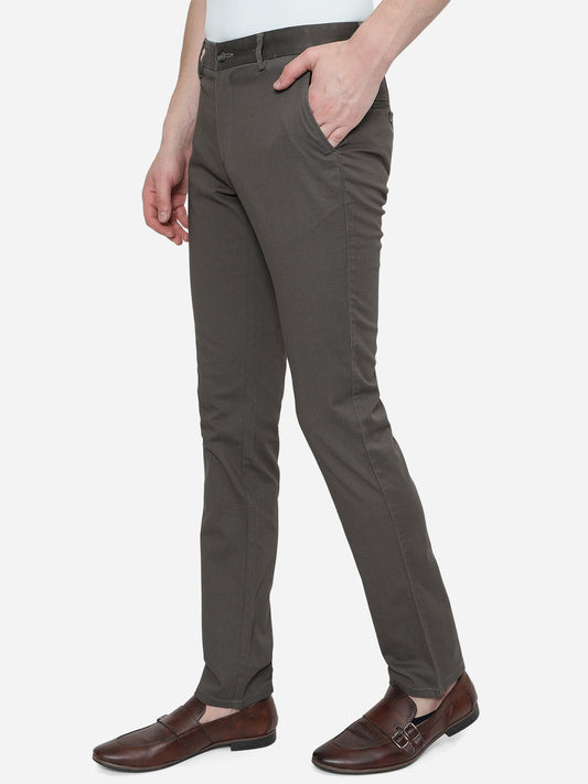 Olive Green Solid Super Slim Fit Casual Trouser | Greenfibre