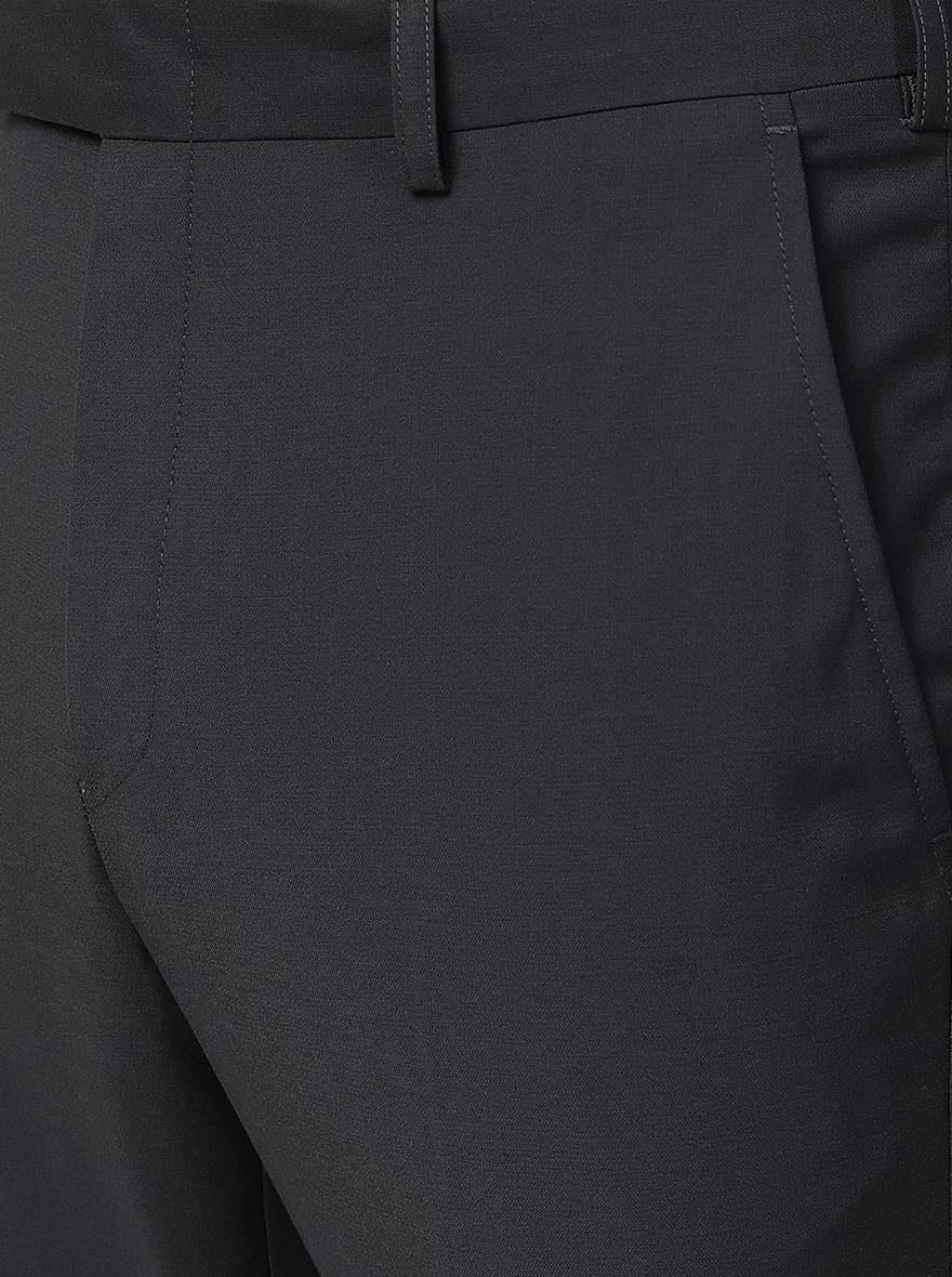 Grey Solid Slim Fit Formal Trouser | Greenfibre