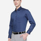 Navy Blue Solid Slim Fit Party Wear Shirt | Greenfibre