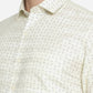 Cream & Black Printed Slim Fit Formal Shirt | Greenfibre