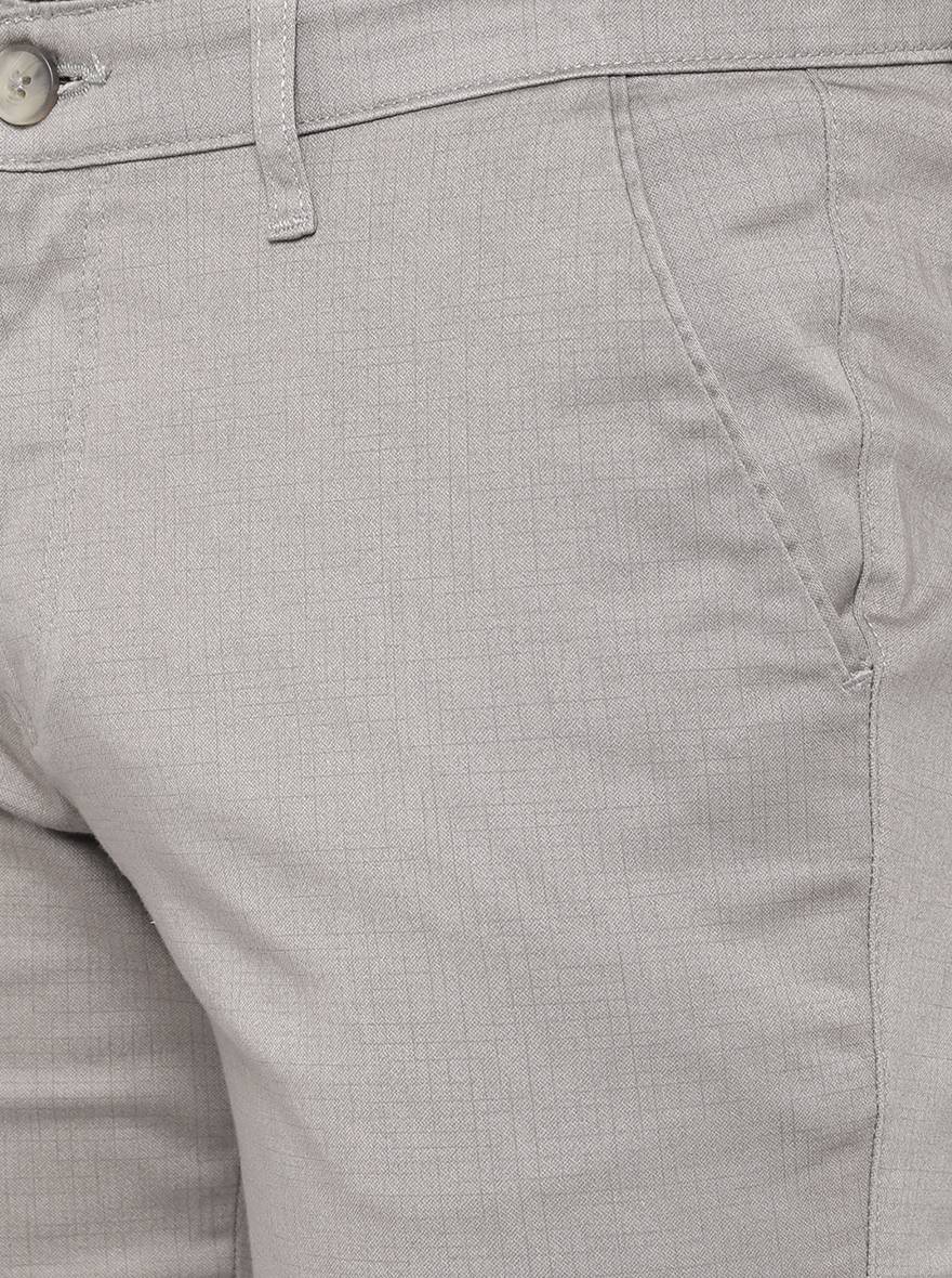 Light Grey Washed Slim Fit Casual Trouser | Greenfibre