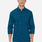 Celestrial Blue Printed Slim Fit Semi Casual Shirt | Greenfibre