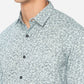 Aqua Green Printed Slim Fit Semi Casual Shirt | Greenfibre