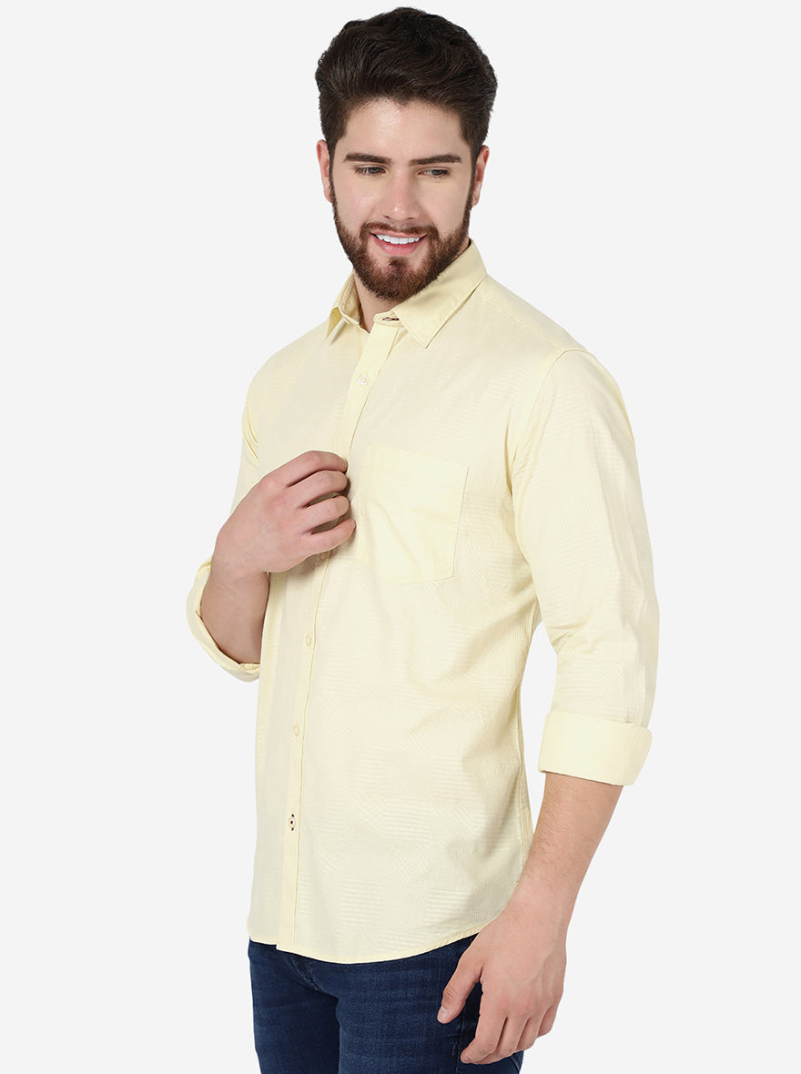 Mellow Yellow Checked Smart Fit Semi Casual Shirt | Greenfibre