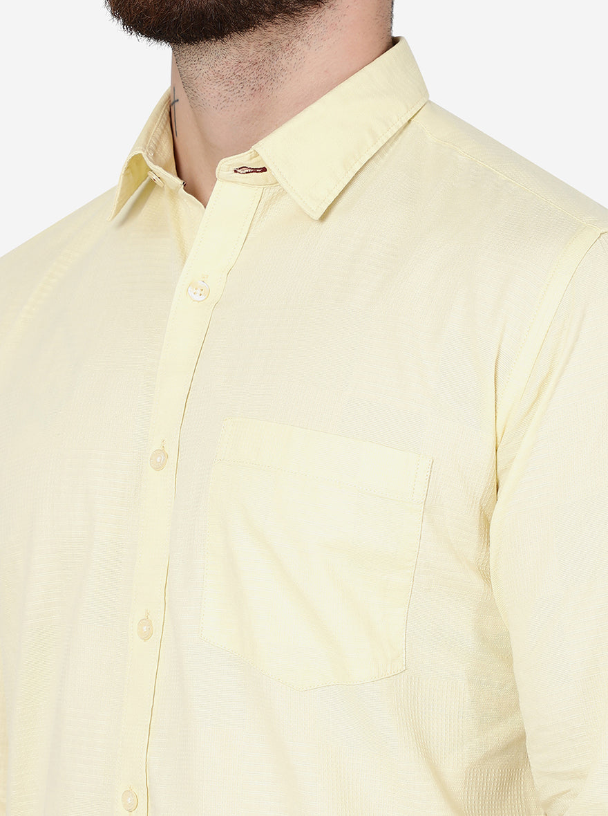 Mellow Yellow Checked Smart Fit Semi Casual Shirt | Greenfibre