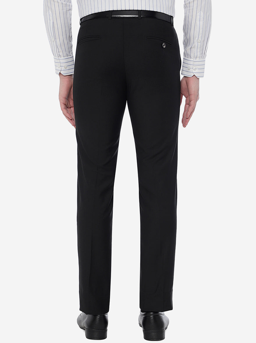 Black Solid Slim Fit Formal Trouser | Greenfibre