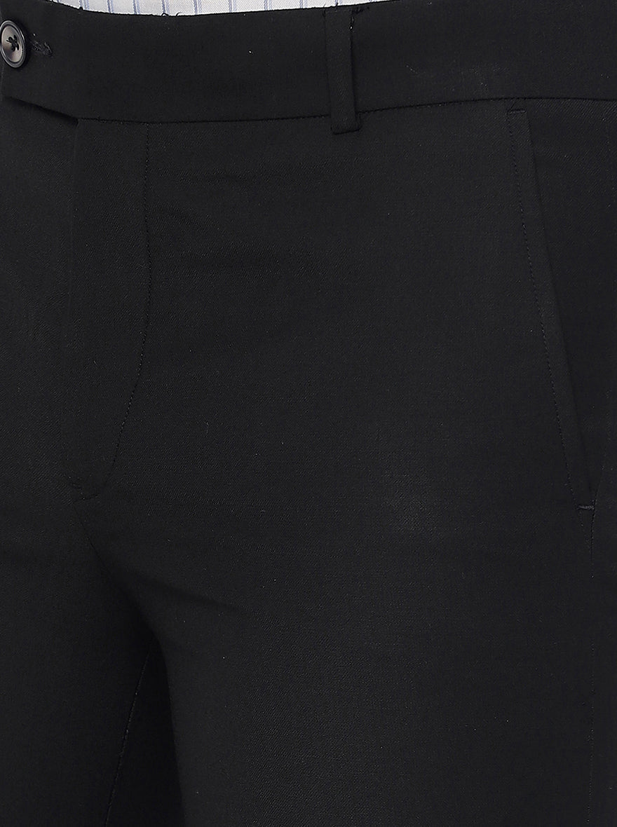 Black Solid Slim Fit Formal Trouser | Greenfibre