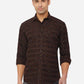 Coffee Brown Printed Slim Fit Casual Shirt | Greenfibre