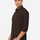 Coffee Brown Printed Slim Fit Casual Shirt | Greenfibre