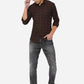 Coffee Brown Printed Slim Fit Casual Shirt | Greenfibre