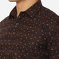 Coffee Brown Printed Slim Fit Casual Shirt | Greenfibre