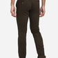 Olive Brown Solid Super Slim Fit Casual Trouser | Greenfibre