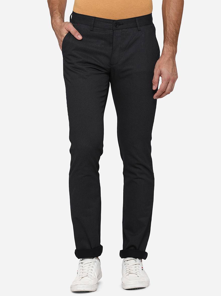 Black Washed Super Slim Fit Casual Trouser | Greenfibre