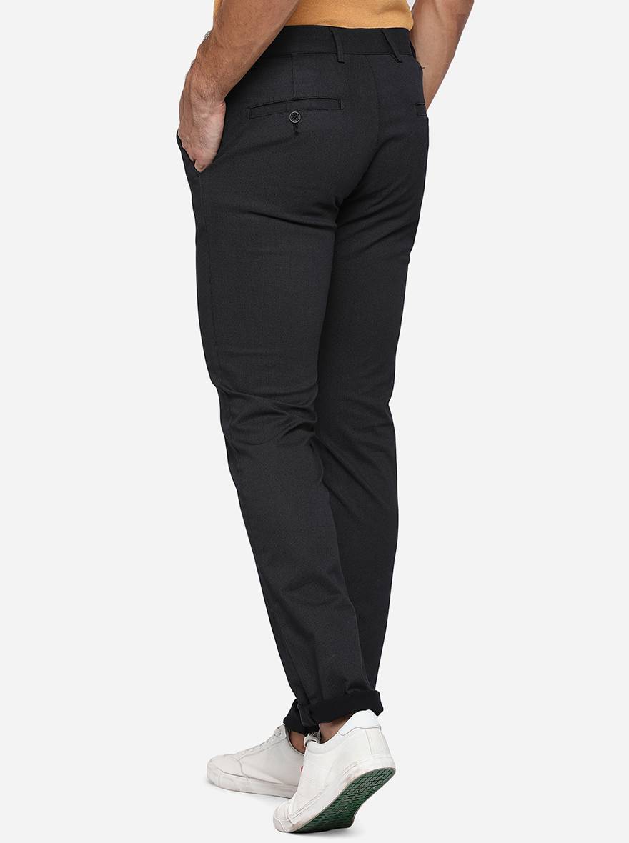 Black Washed Super Slim Fit Casual Trouser | Greenfibre