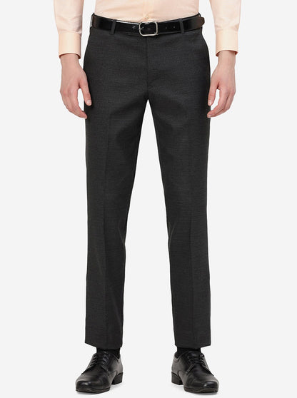 Black Solid Super Slim Fit Formal Trouser | Greenfibre