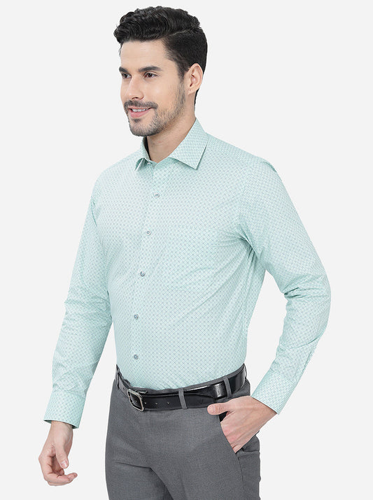 Green Printed Slim Fit Formal Shirt | Greenfibre
