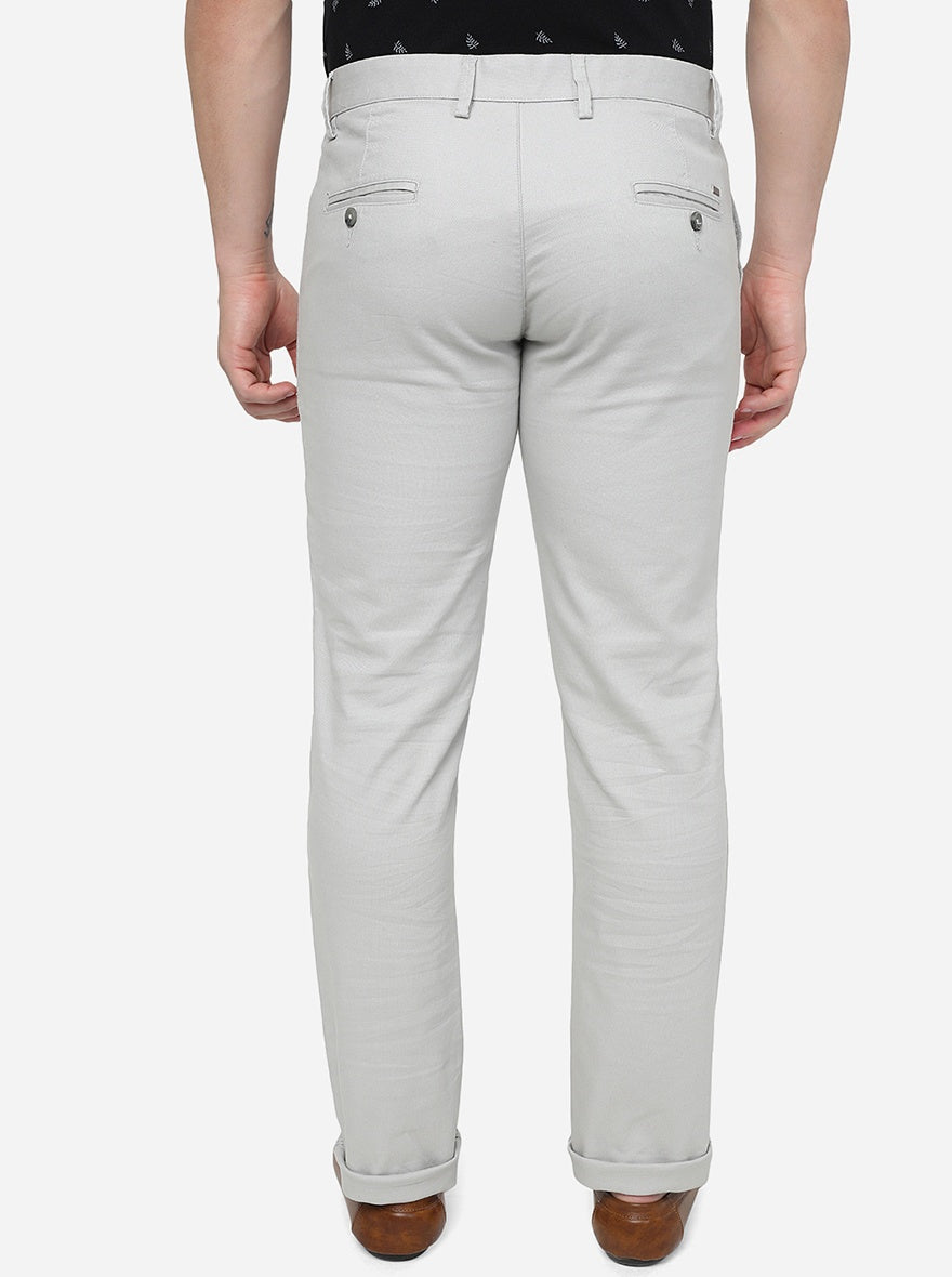 Light Grey Solid Super Slim Fit Casual Trouser | Greenfibre