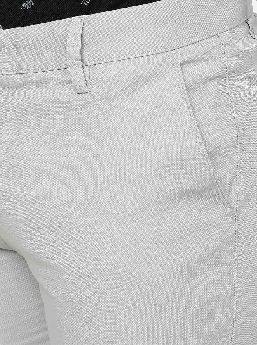 Light Grey Solid Super Slim Fit Casual Trouser | Greenfibre