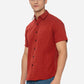 Rust Printed Slim Fit Semi Casual Shirt | Greenfibre