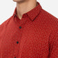 Rust Printed Slim Fit Semi Casual Shirt | Greenfibre