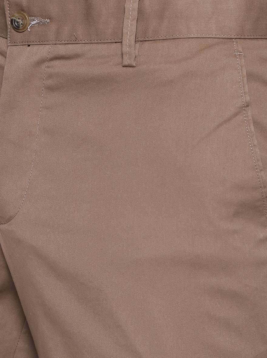 Khaki Solid Slim Fit Casual Trouser | Greenfibre