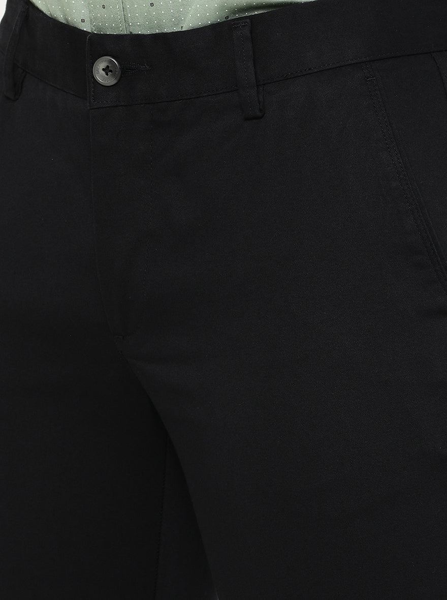 Black Solid Super Slim Fit Casual Trouser | Greenfibre