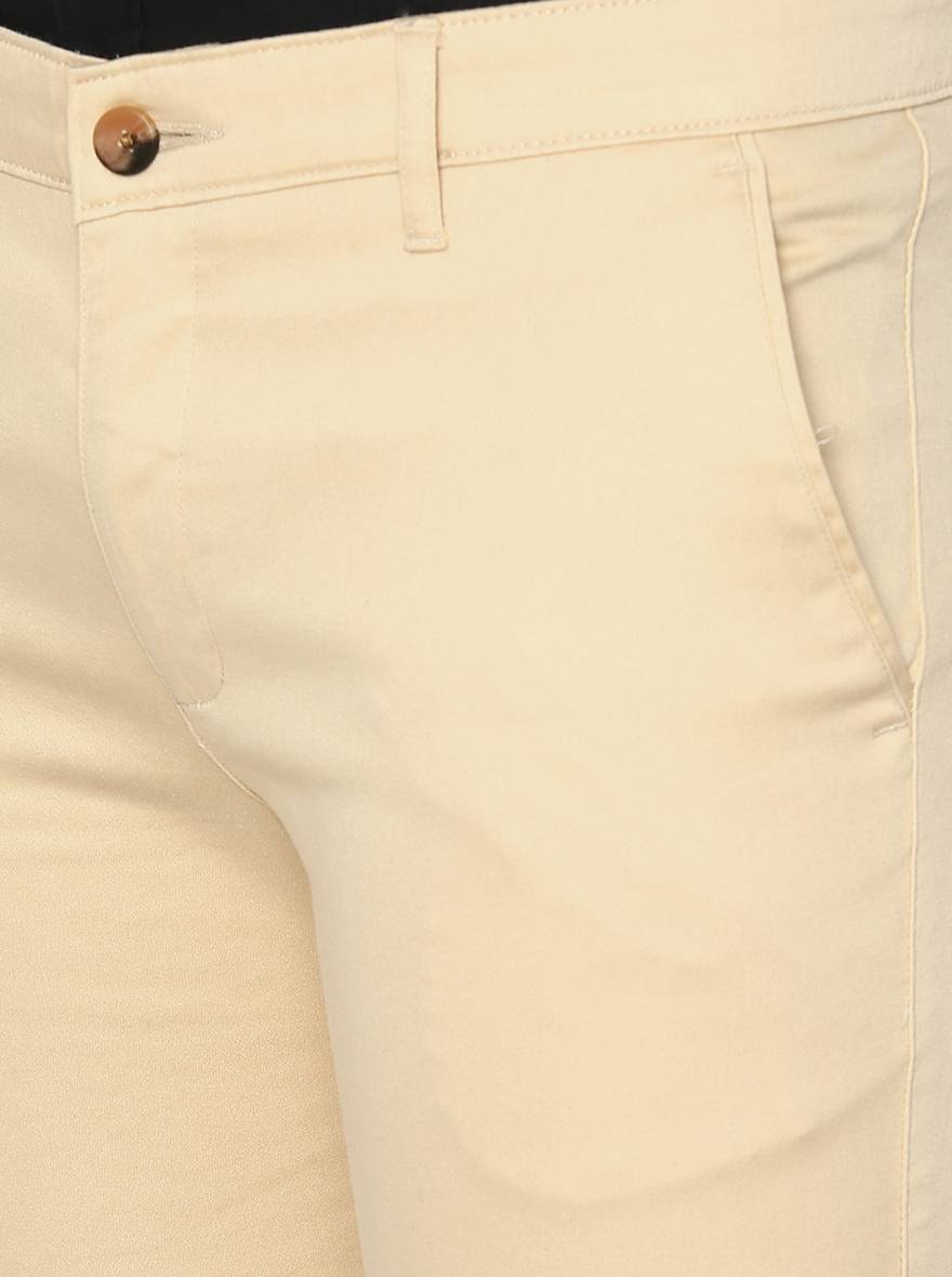 Mellon Khaki Solid Super Slim Fit Casual Trouser | Greenfibre