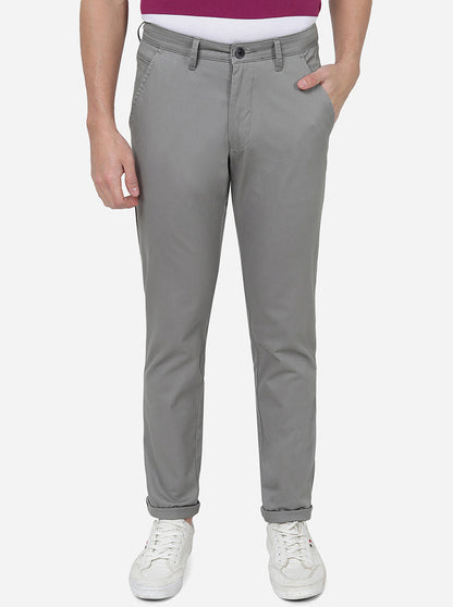 Grey Solid Neo Fit Casual Trouser | Greenfibre