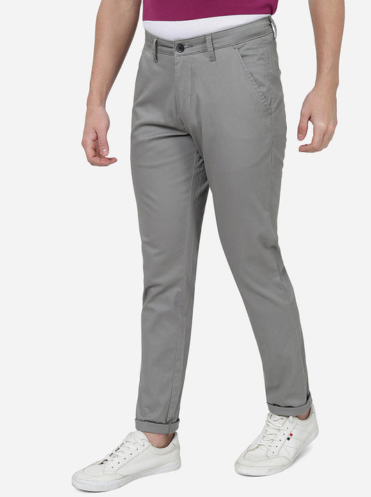 Grey Solid Neo Fit Casual Trouser | Greenfibre