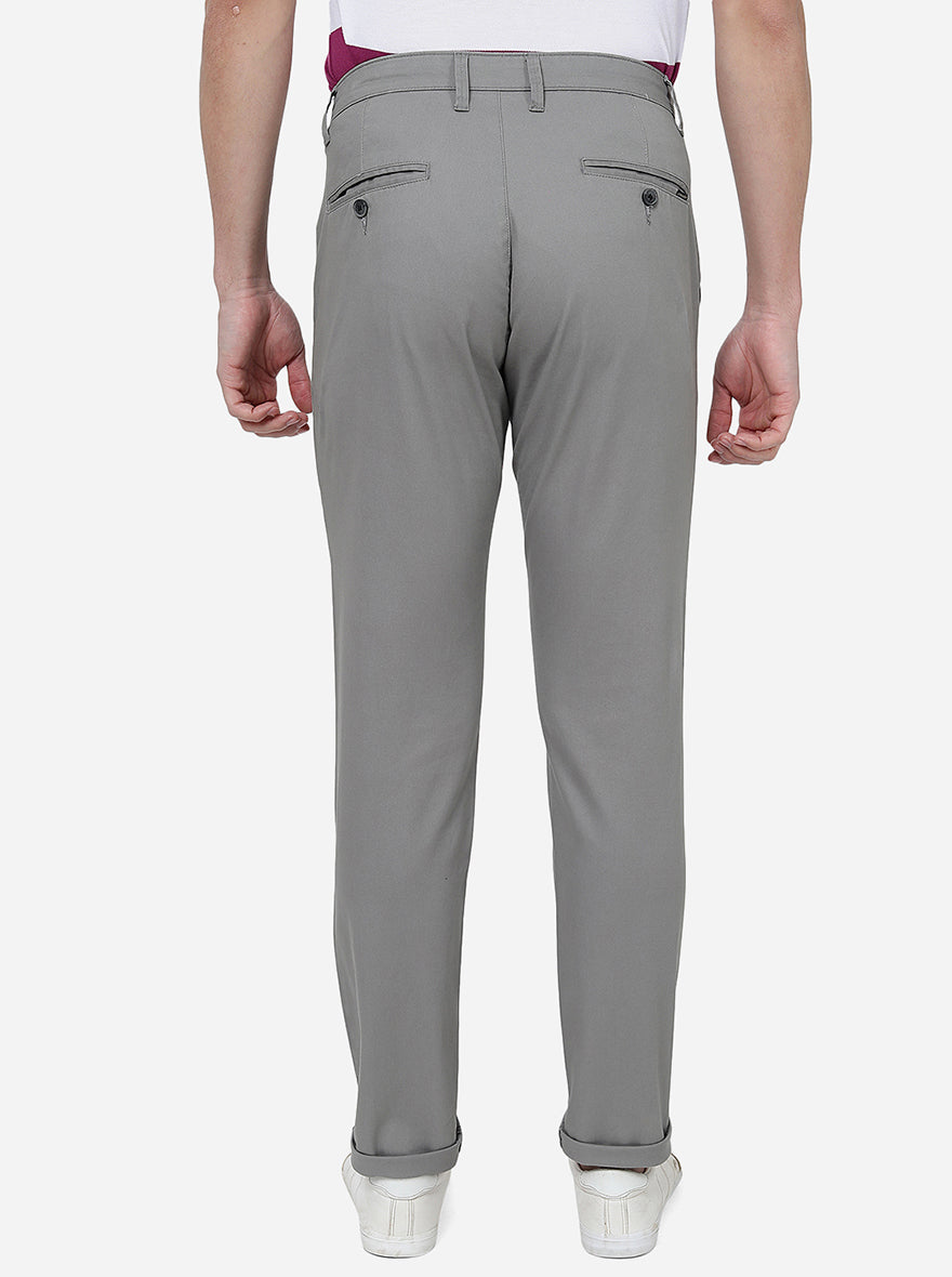 Grey Solid Neo Fit Casual Trouser | Greenfibre