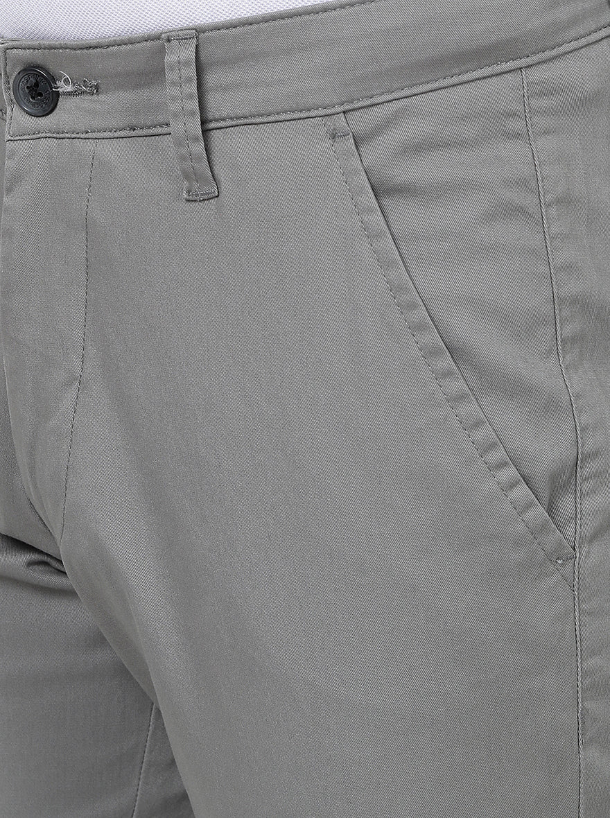 Grey Solid Neo Fit Casual Trouser | Greenfibre