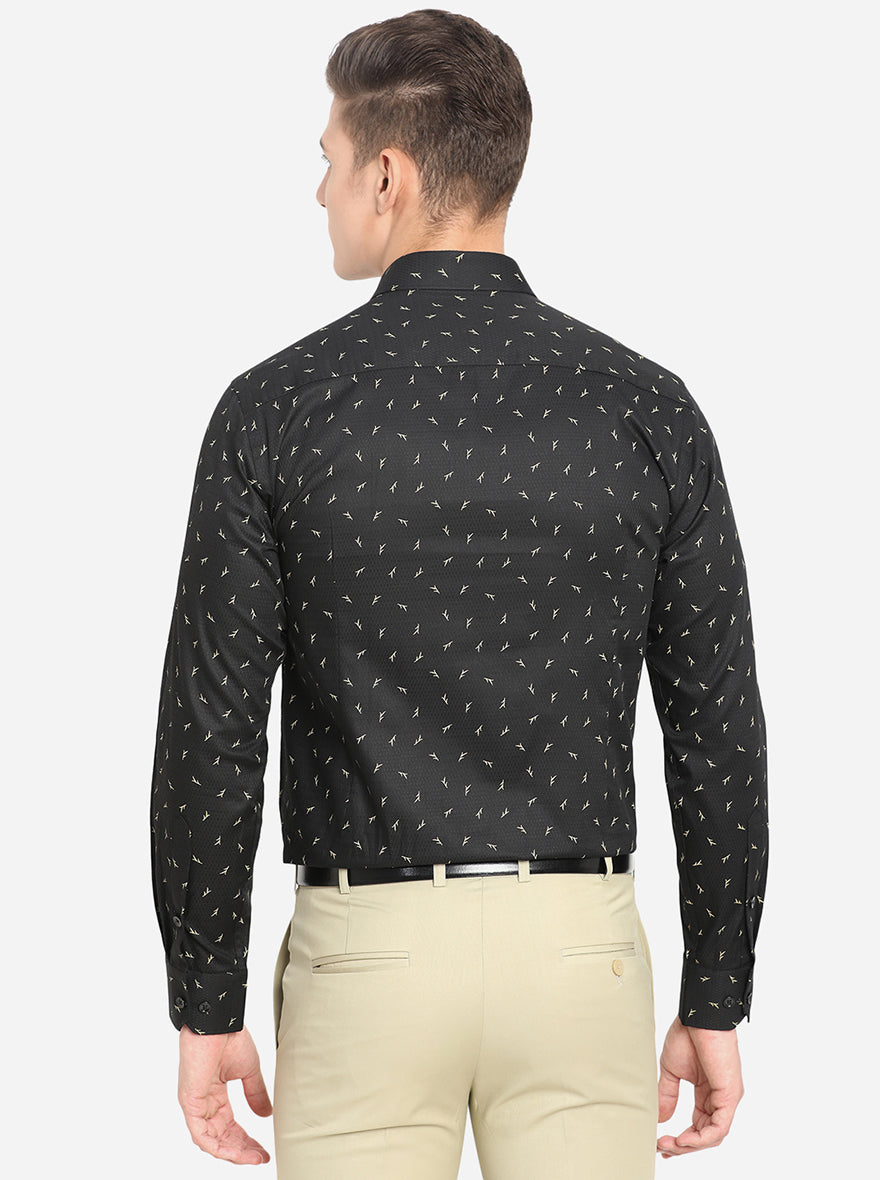 Black Printed Slim Fit Formal Shirt | Greenfibre