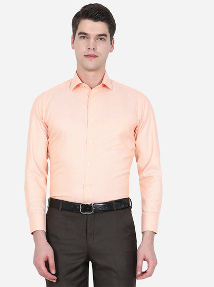 Light Orange Dobby Slim Fit Formal Shirt | Greenfibre