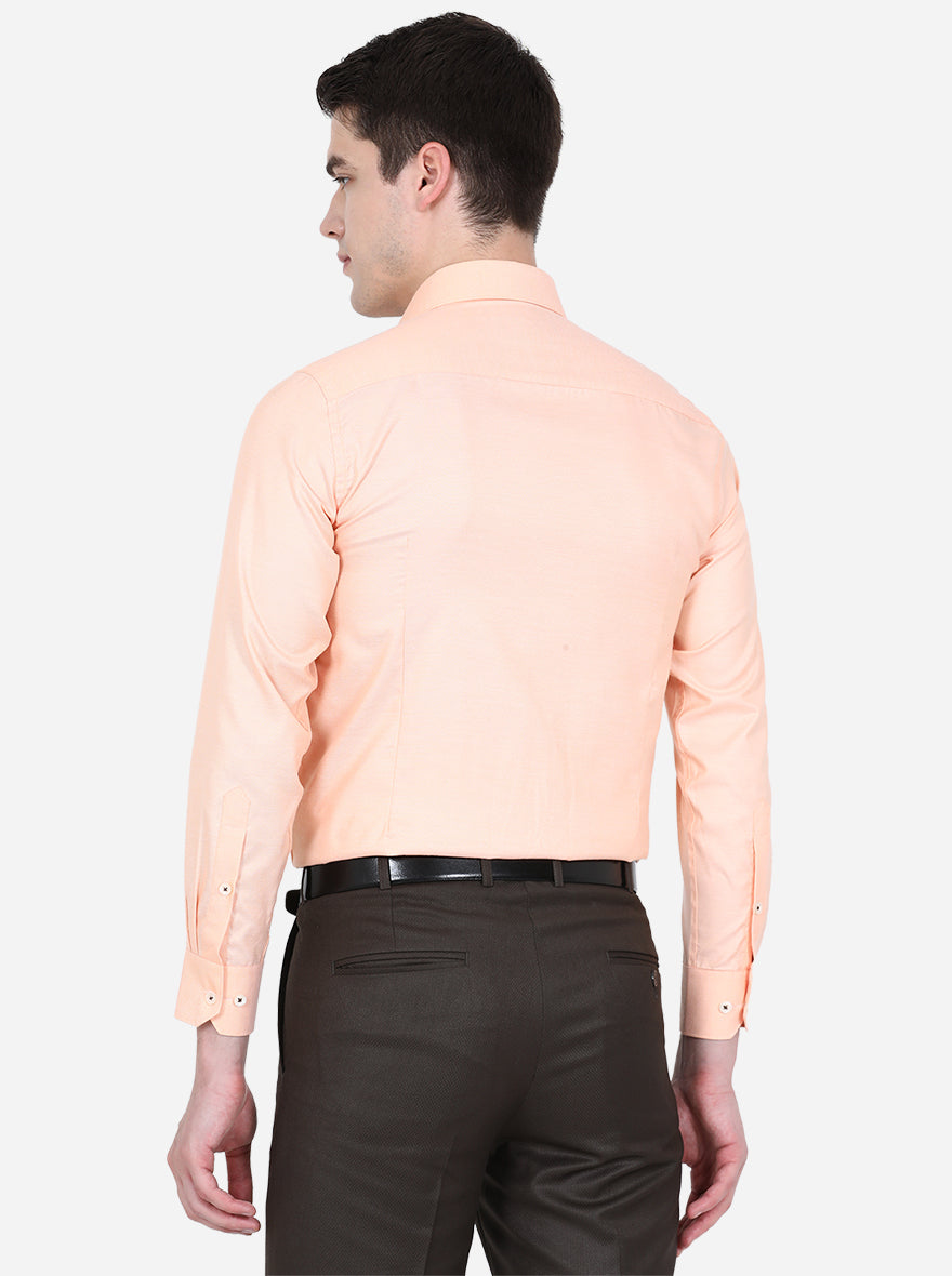 Light Orange Dobby Slim Fit Formal Shirt | Greenfibre